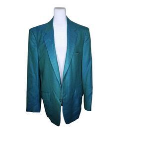 Vintage 70s Blazer Mens Size 42 Turquoise Blue Green Disco Funky